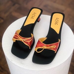 SOLD 90s Snakeskin Square Toe Heels